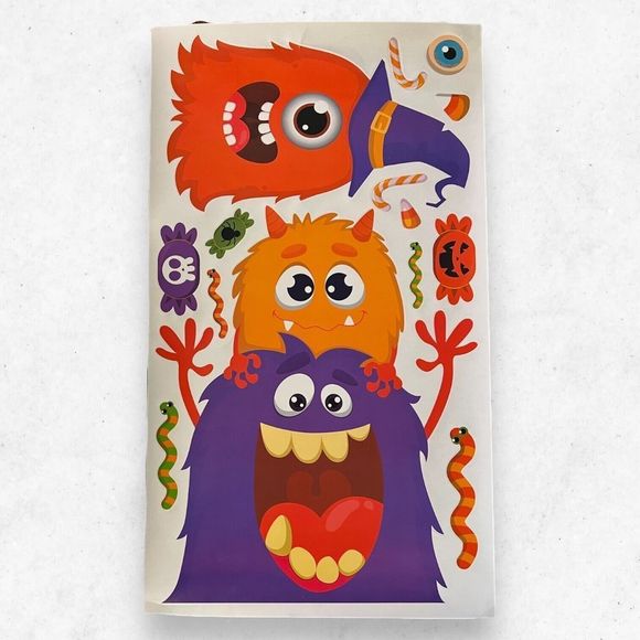 Set of 4 Big Halloween Stickers Sheets 15.5inx27.5in Each Monsters Pumpkins Fun - Picture 3 of 8